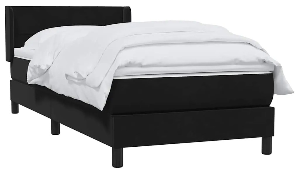 vidaXL Κρεβάτι Boxspring με Στρώμα Μαύρο 80x220 εκ. Βελούδινο