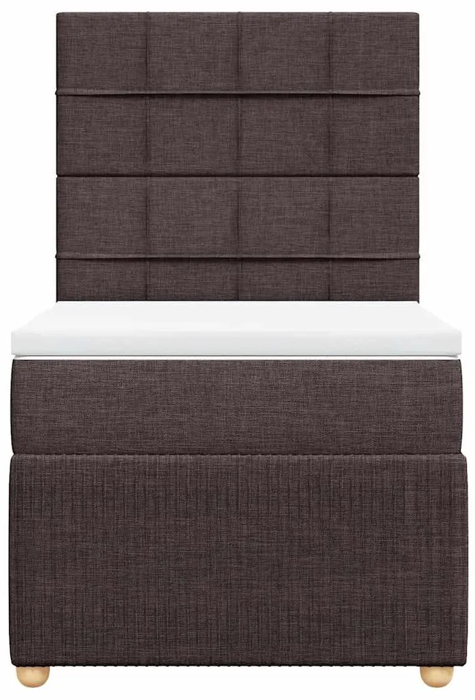 vidaXL Κρεβάτι Boxspring με Στρώμα Σκούρο Καφέ 100x200 εκ. Υφασμάτινο