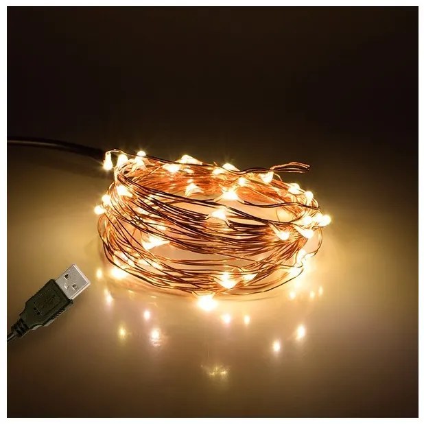 Διακοσμητική Γιρλάντα 5m 50 LED USB 3W 3000K Χάλκινο 79721 Globostar-79721-Χάλκινο 79721