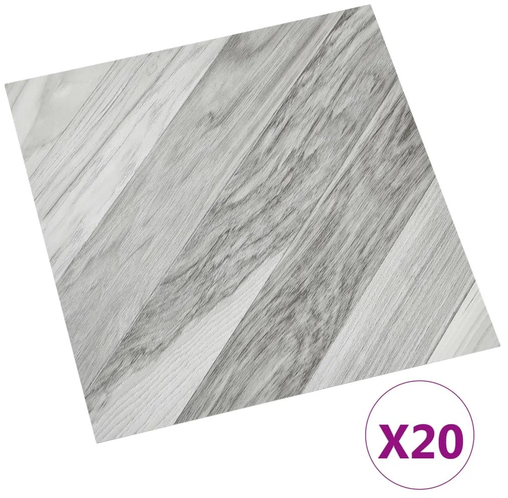 vidaXL Δάπεδο Αυτοκόλλητο Γκρι Ριγέ 20 τεμ. 1,86 μ² από PVC