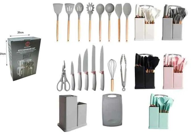 Πλήρες Σετ Κουζινικών 19 τεμαχίων με Θήκη - Complete 19-Piece Kitchen Set with Case