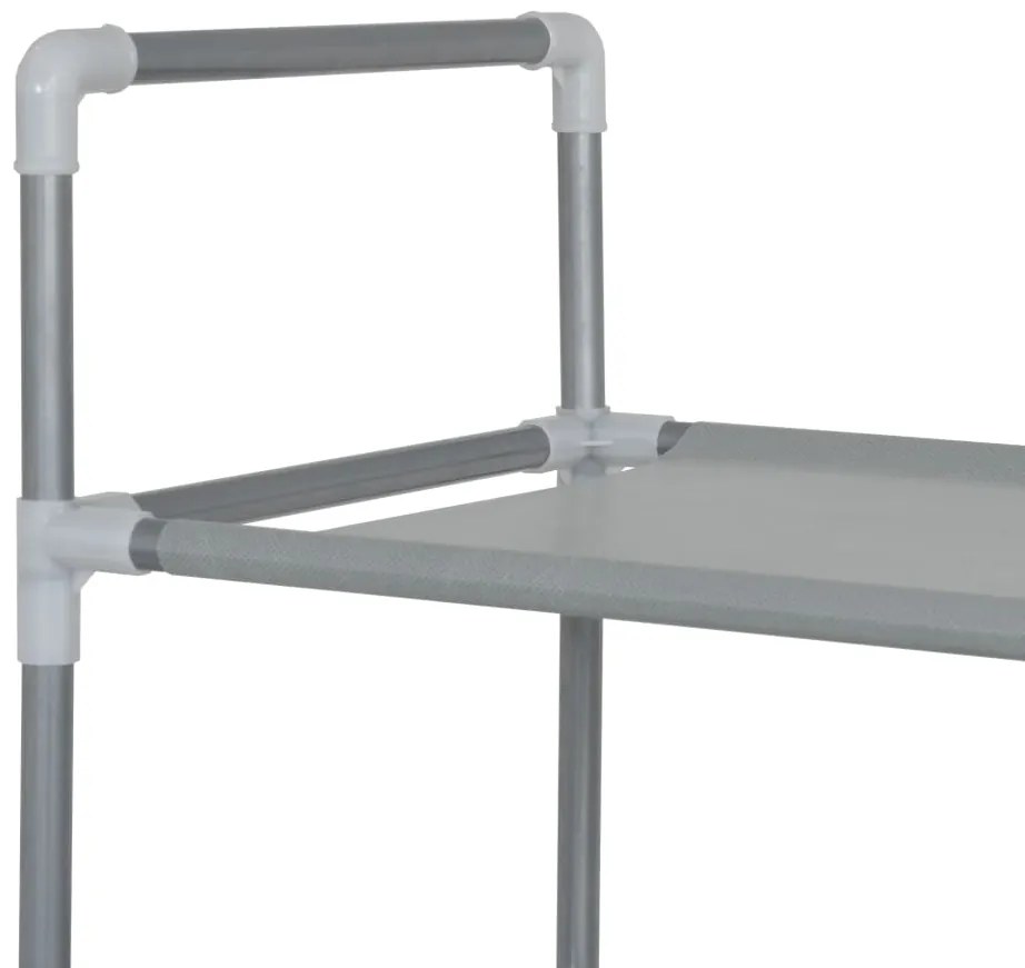 vidaXL Παπουτσοθήκη με 10 Ράφια Ασημί από Μέταλλο και Ύφασμα Non Woven