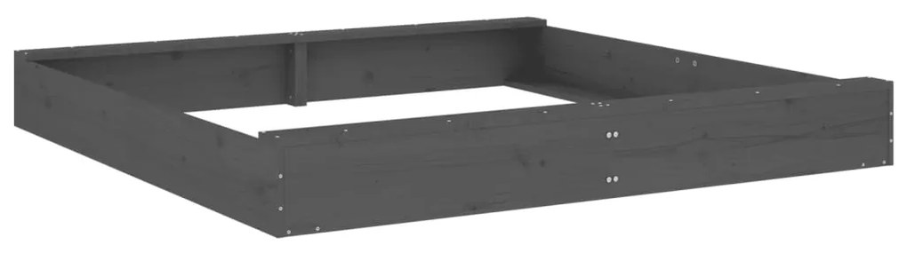 vidaXL Αμμοδόχος με Καθίσματα Γκρι Τετράγωνη από Μασίφ Ξύλο Πεύκου