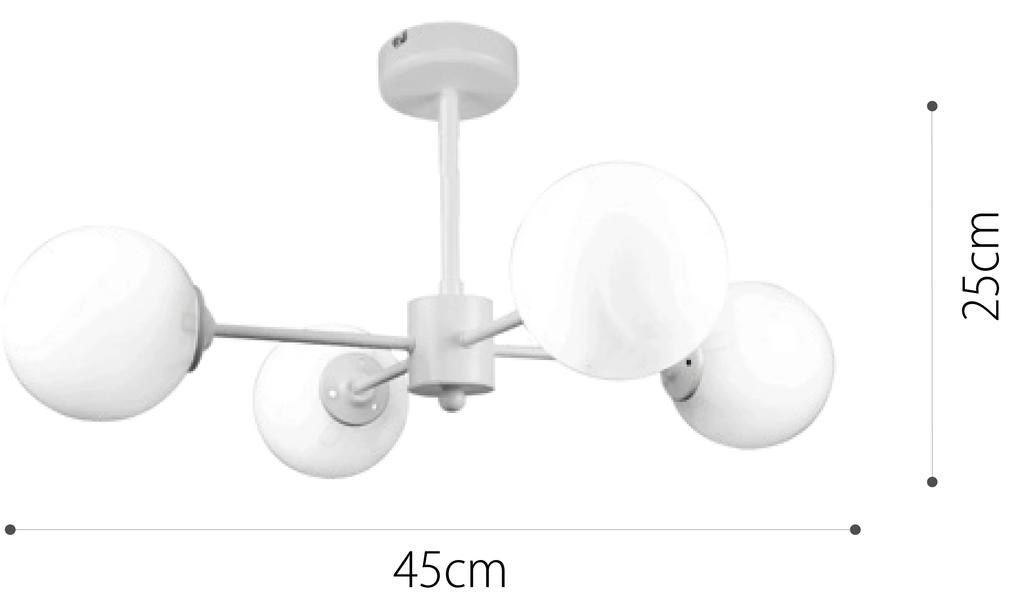 Κρεμαστό φωτιστικό από λευκό μέταλλο και λευκή οπαλίνα 4XG9 D:70cm (5012-4)	 - Μέταλλο - 5012-4