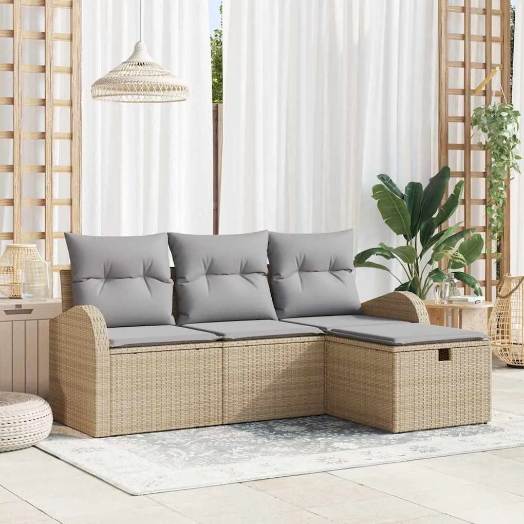 vidaXL Σετ Καναπέ Κήπου 4 pcs μπεζ και ανοιχτό γκρι 179 x 117 x 85 εκ.