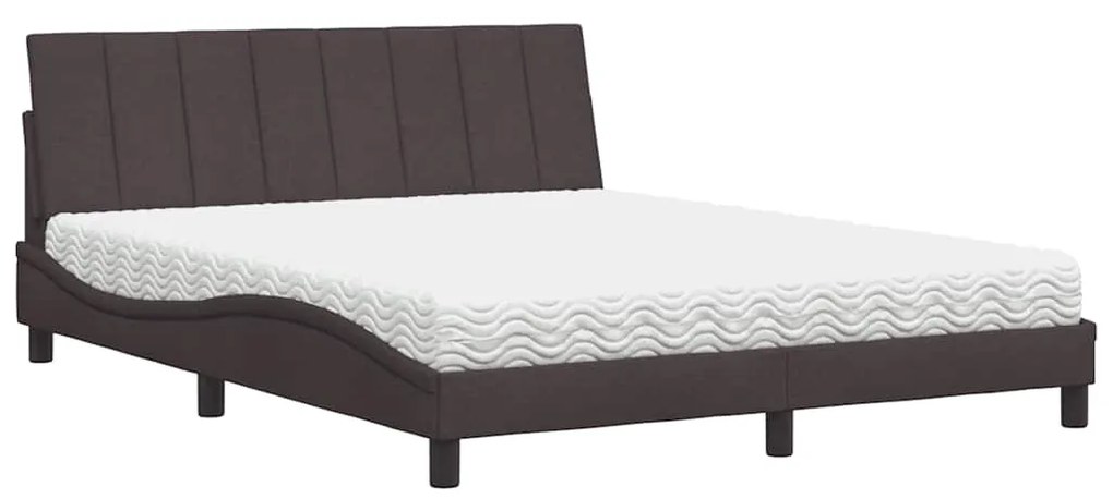 vidaXL Κρεβάτι Σκούρο Καφέ 160x200 εκ Υφασμάτινο