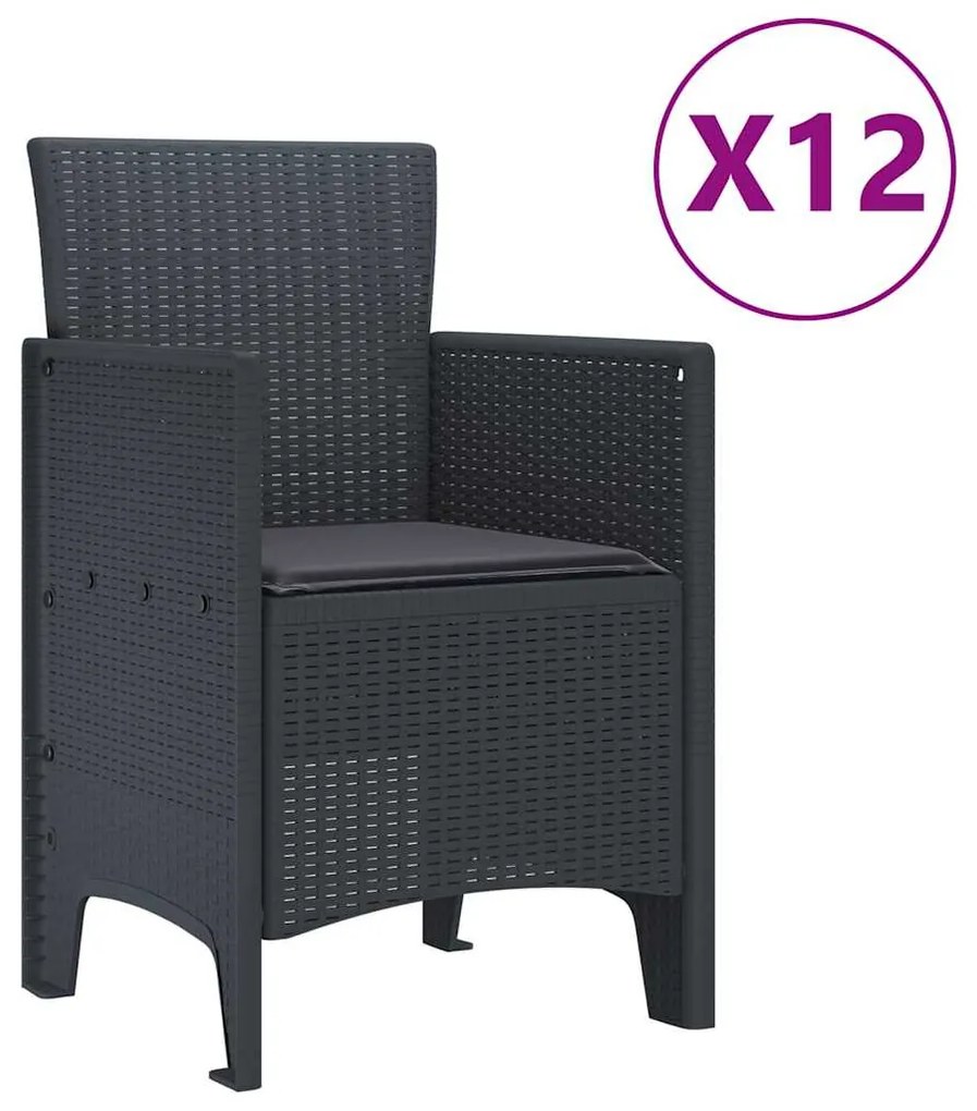 vidaXL Σέτ φαγητού για κήπο 13 pcs Ανθρακί Rattan Polt