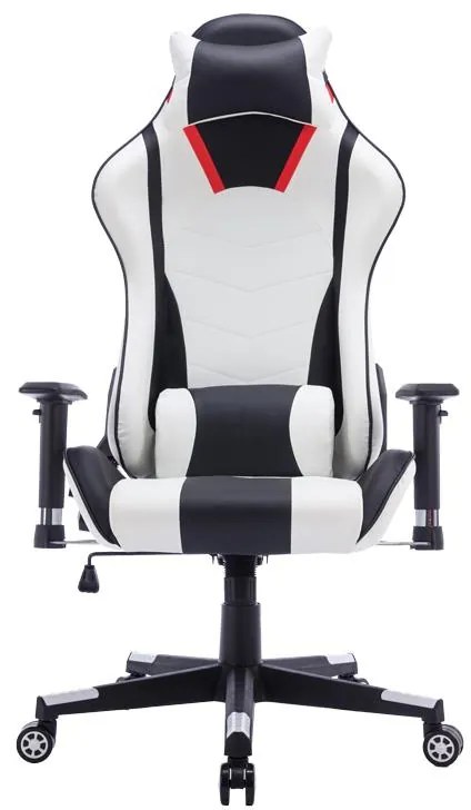 Καρέκλα γραφείου gaming Mazol pu μαύρο-λευκό 66x56x135εκ 66x56x135 εκ.