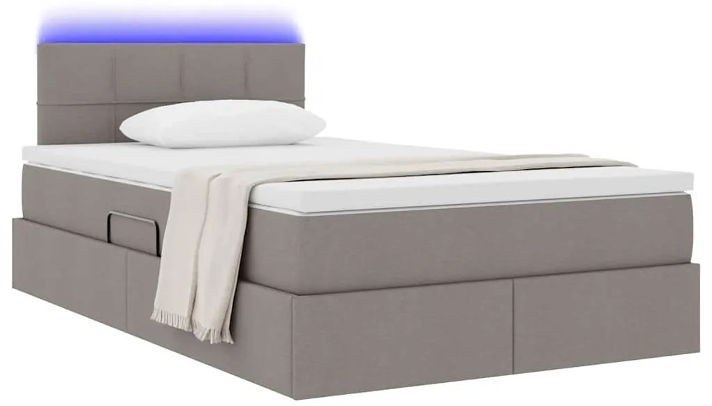 vidaXL Κρεβάτι με αποθηκευτικό χώρο και LED Taupe 120 x 200 cm