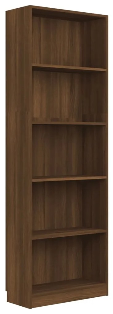 vidaXL Βιβλιοθήκη με 5 Ράφια Καφέ Δρυς 60x24x175 εκ. Επεξεργ. Ξύλο