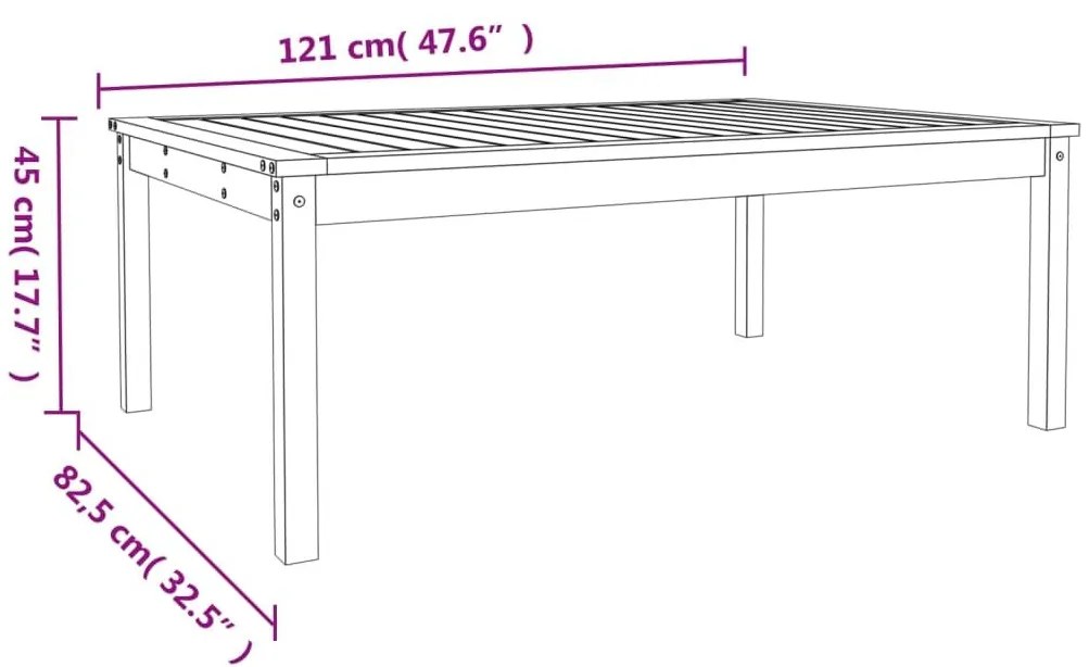 Τραπέζι Κήπου Καφέ Μελί 121x82,5x45 εκ. από Μασίφ Ξύλο Πεύκου - Καφέ