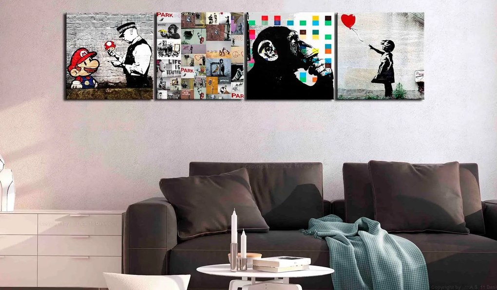 Πίνακας - Banksy Collage (4 Parts) 60x60