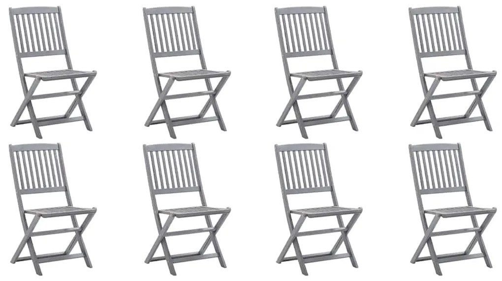 vidaXL Καρέκλες Εξ. Χώρου Πτυσσόμενες 8 τεμ. Ξύλο Ακακίας &amp; Μαξιλάρια