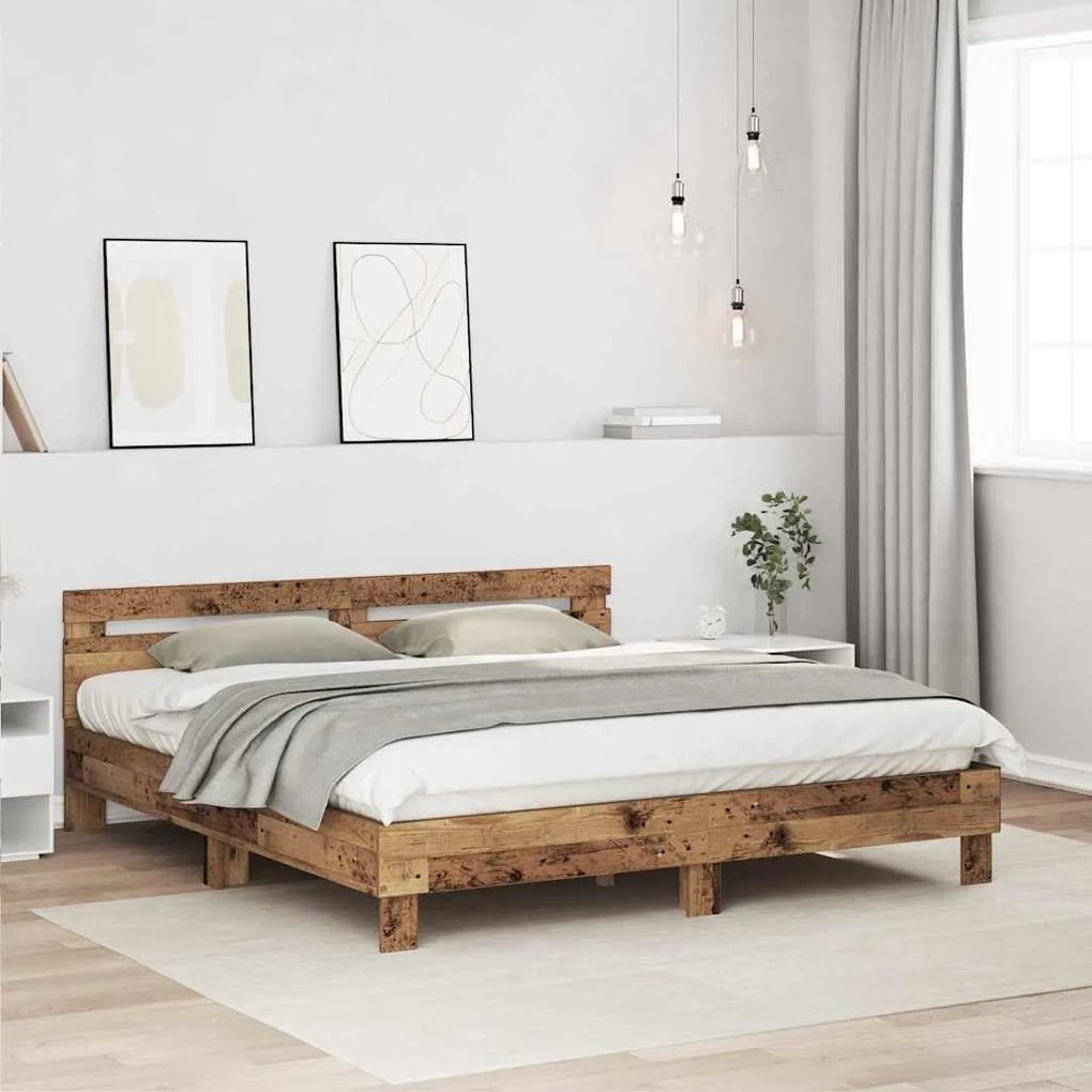 vidaXL Σκελετός Κρεβατιού Παλιό Ξύλο 180 x 200 cm Επεξεργασμένο ξύλο