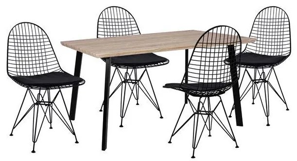 Σετ τραπεζαρίας C11039 5τμχ. με Τραπέζι Sonama 140x80x76εκ. & Καρέκλες Μεταλλικές Μαύρες