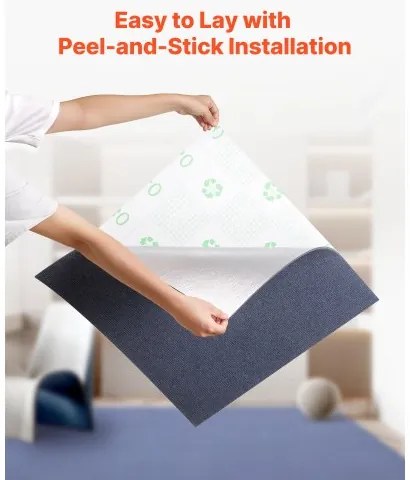 VEVOR Carpet Tiles 610x610 mm 15 Pack Peel and Stick Rug Self Adhesive Gray