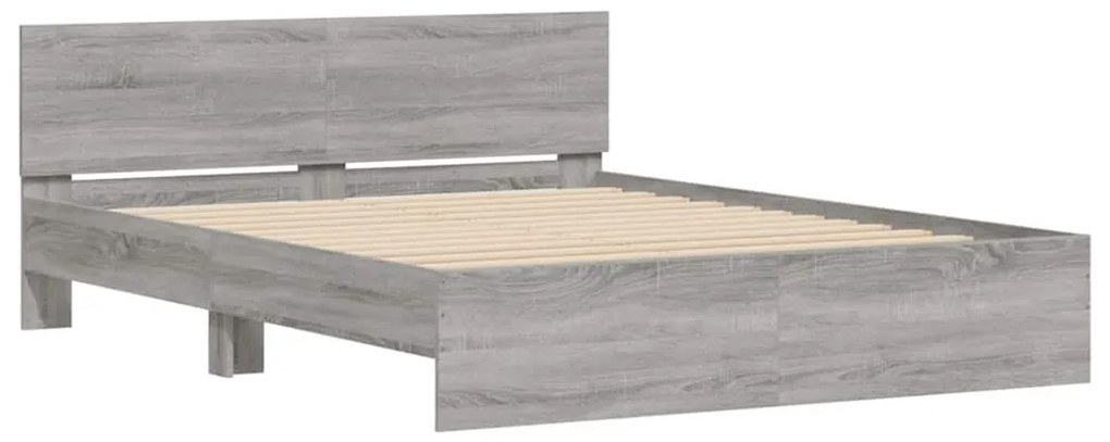 vidaXL Πλαίσιο Κρεβατιού με Κεφαλάρι/LED Γκρι Sonoma 150x200 εκ.