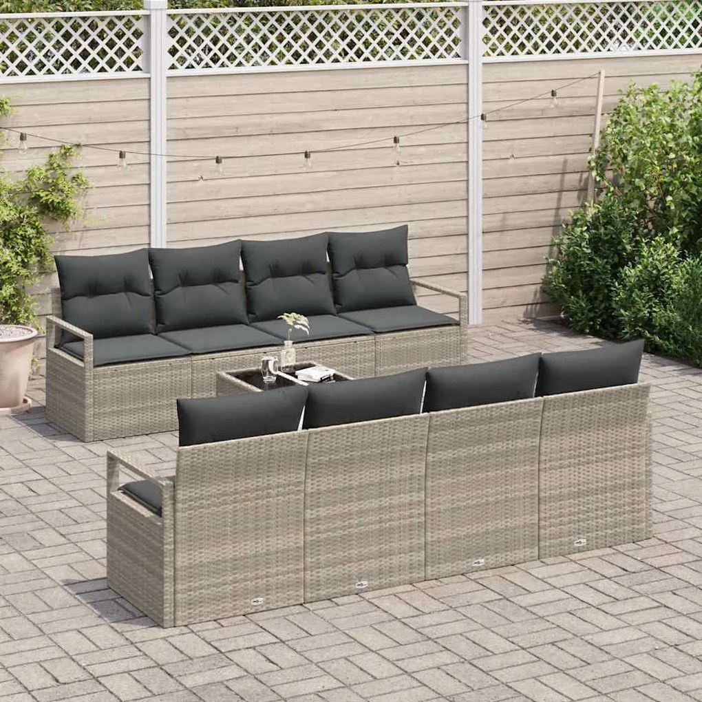 vidaXL Σετ Καναπέ Κήπου 7 pcs Ανοιχτό γκρι 55 x 55 x 37 εκ