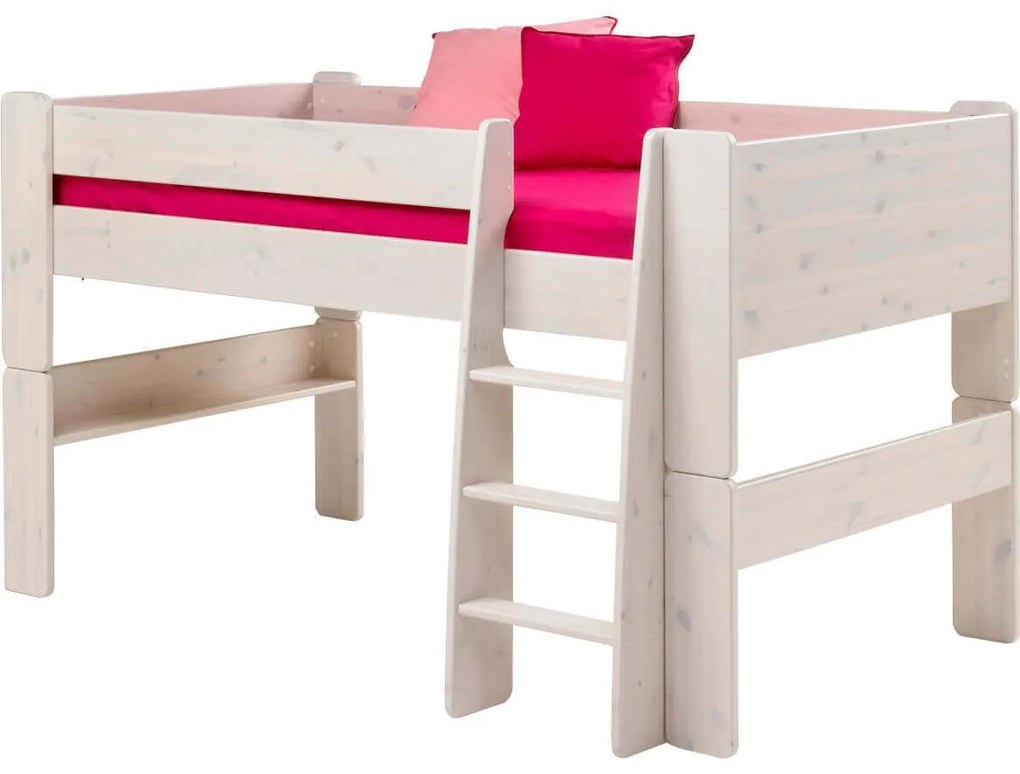 Υπερυψωμένο κρεβάτι Mid-Sleeper 4KIDS σε ξύλο πεύκου ( Whitewash)