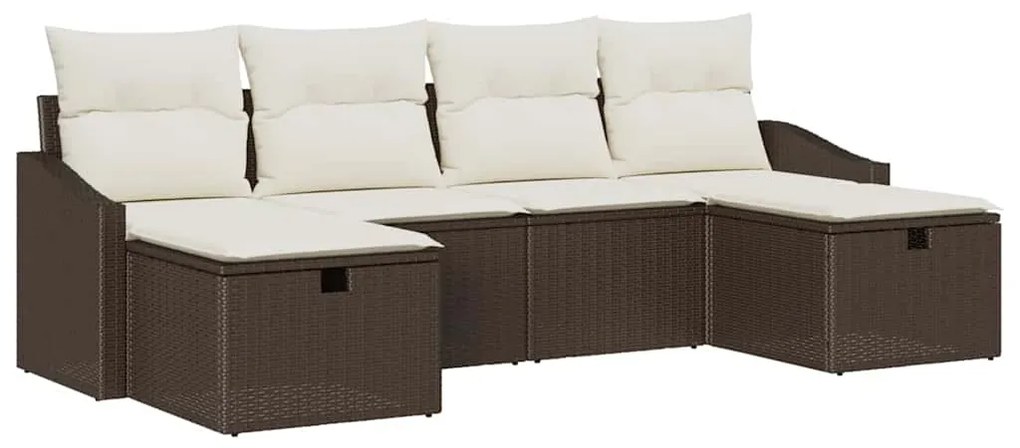 vidaXL Σετ Καναπέ Κήπου 6 pcs Καφέ 55 x 62 x 69 εκ Πολυ ράταν