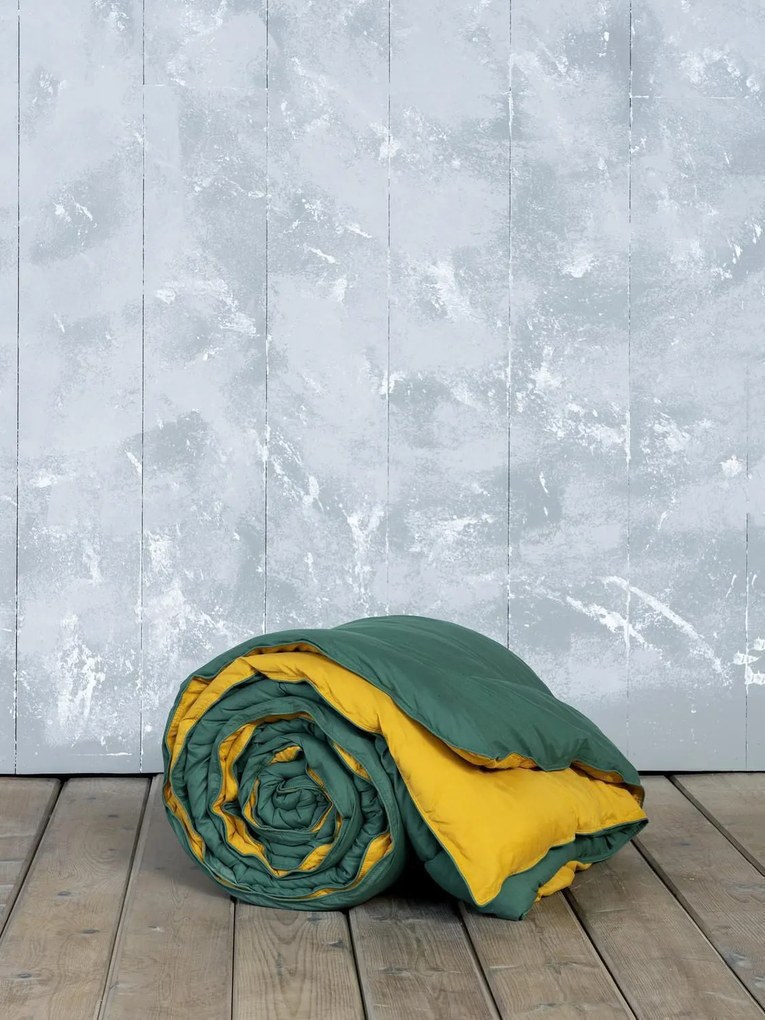 ΥΠΕΡΔΙΠΛΟ ΠΑΠΛΩΜΑ 220x240cm NIMA - ABALONE GREEN/MUSTARD BEIGE