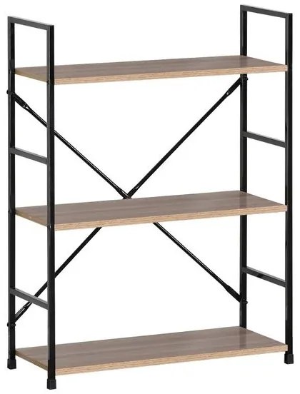 Pakoworld Βιβλιοθήκη - Ραφιέρα Manlo 58.6x23.5x80εκ Φυσικό-Μαύρο 085-000021