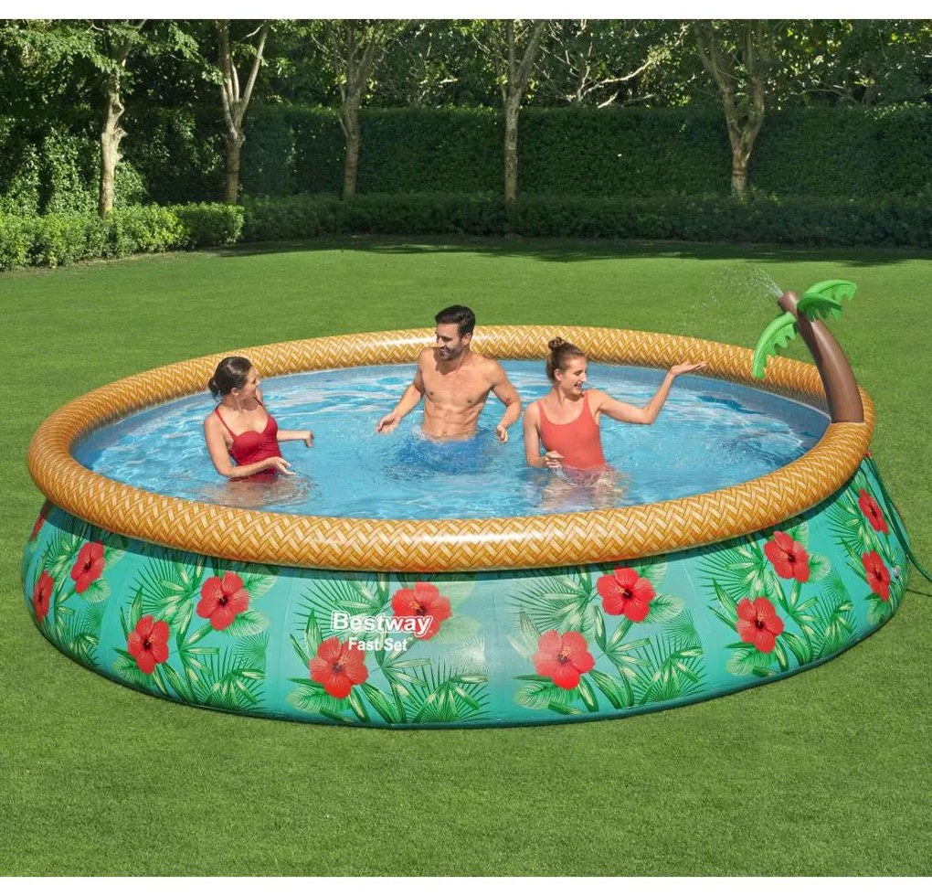 Bestway Φουσκωτή Πισίνα Fast Set Inflatable Paradise Palms 457x84 εκ.