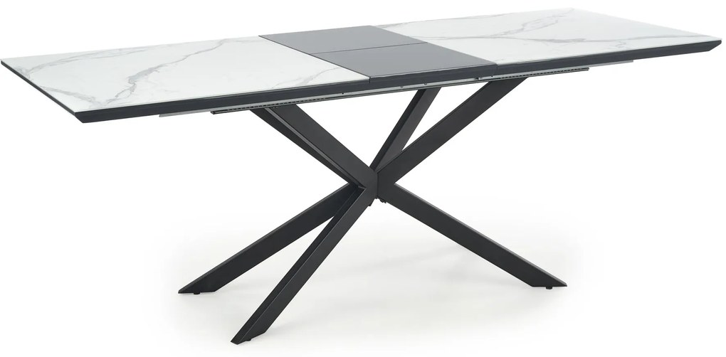 DIESEL extension table, color: top - white marble / dark grey, legs - black DIOMMI V-CH-DIESEL-ST