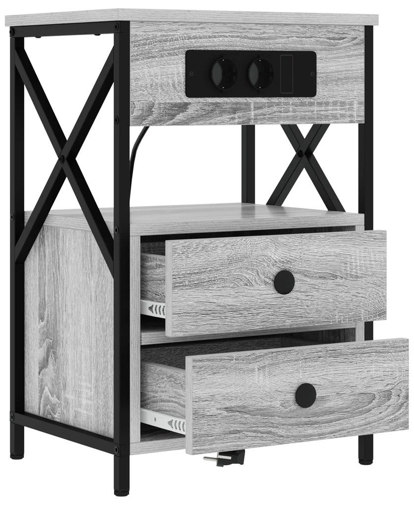 vidaXL Κομοδίνο 2 pcs Γκρι sonoma 40 x 31 x 60 εκ. Επεξεργασμένο ξύλο