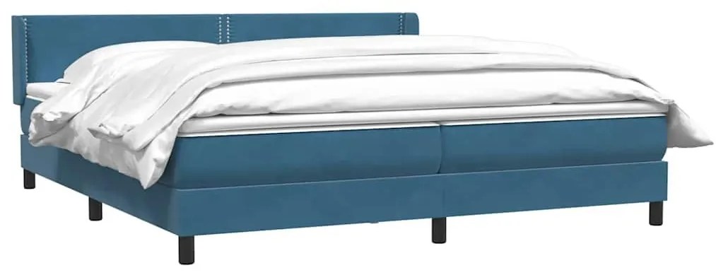 Box Spring κρεβάτι με στρώμα σκούρο μπλε 180x220 cm Βελούδινο - Μπλε