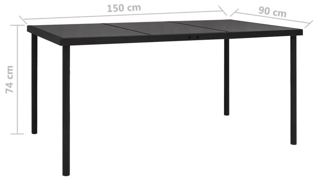Τραπέζι Κήπου με Γυάλινη Επιφάνεια 150 x 90 x 74 εκ. Ατσάλινο - Μαύρο