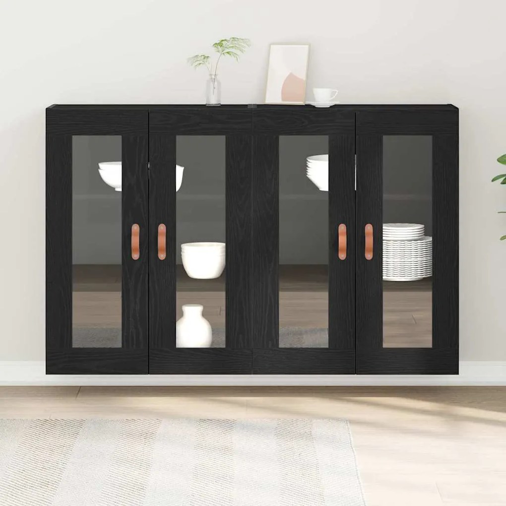 vidaXL Επιτοίχιο ντουλάπι 2 pcs Μαύρη δρυς 69.5 x 34 x 90 εκ.