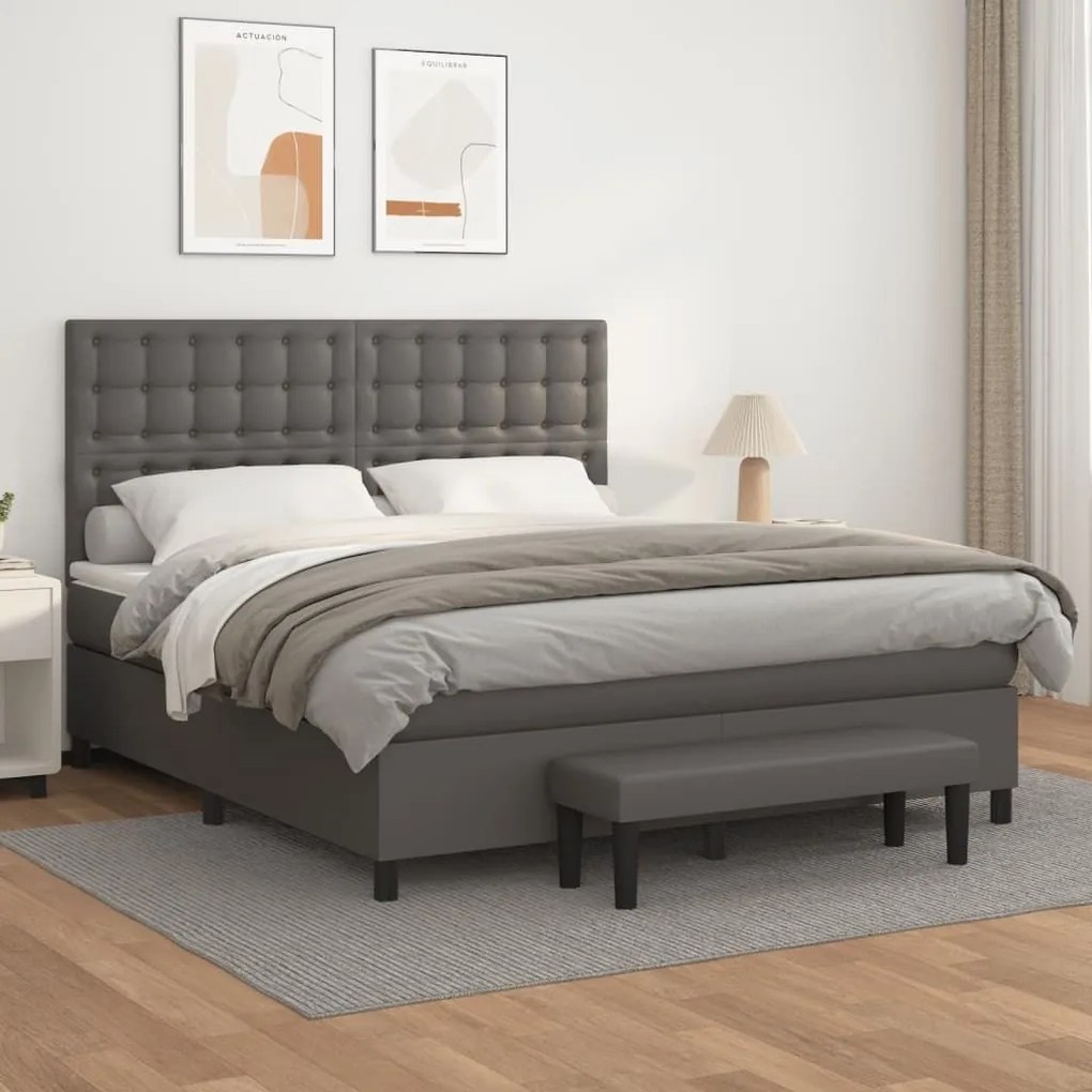 ΚΡΕΒΑΤΙ BOXSPRING ΜΕ ΣΤΡΩΜΑ ΓΚΡΙ 180X200 ΕΚ. ΣΥΝΘΕΤΙΚΟ ΔΕΡΜΑ 3137681