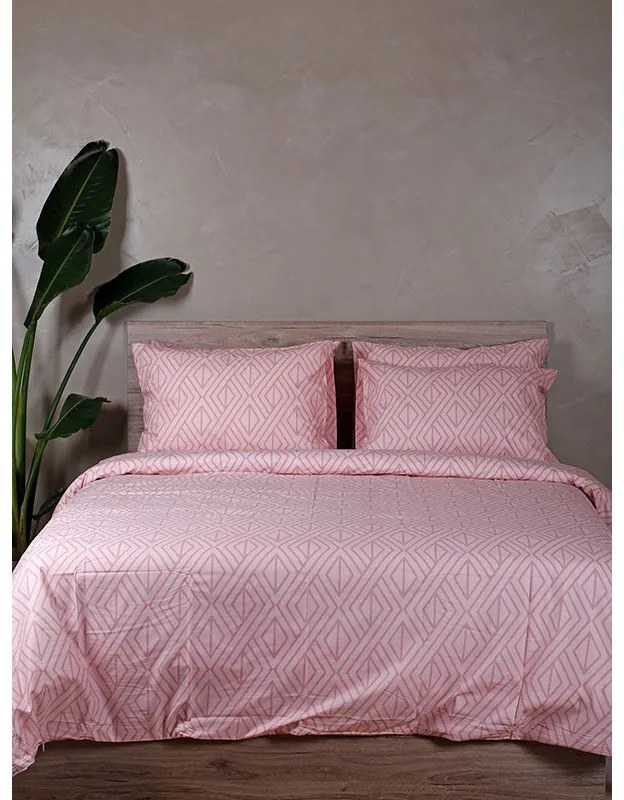 Σετ Σεντόνια Cotton Feelings 2042 Pink Διπλό με λάστιχο (150x205+30)