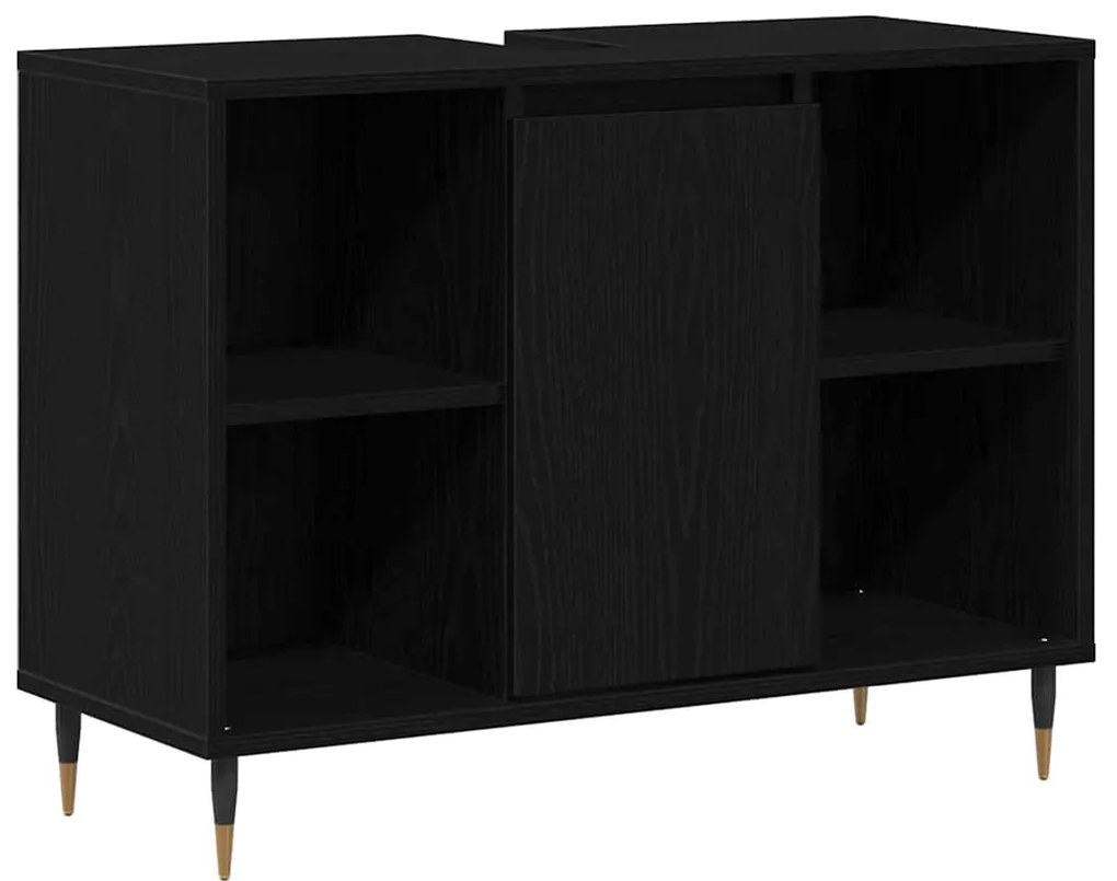 vidaXL Ντουλάπι Μπάνιου Μαύρη δρυς 80 x 33 x 60 εκ Επεξεργασμένο ξύλο