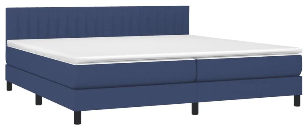 Κρεβάτι Boxspring με Στρώμα &amp; LED Μπλε 200x200 εκ. Υφασμάτινο - Μπλε