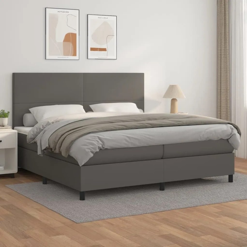 ΚΡΕΒΑΤΙ BOXSPRING ΜΕ ΣΤΡΩΜΑ ΓΚΡΙ 200X200 ΕΚ. ΣΥΝΘΕΤΙΚΟ ΔΕΡΜΑ 3142747