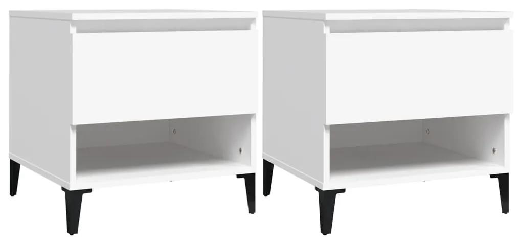 vidaXL Βοηθητικά Τραπέζια 2 τεμ. Λευκά 50x46x50 εκ. Επεξεργασμένο Ξύλο