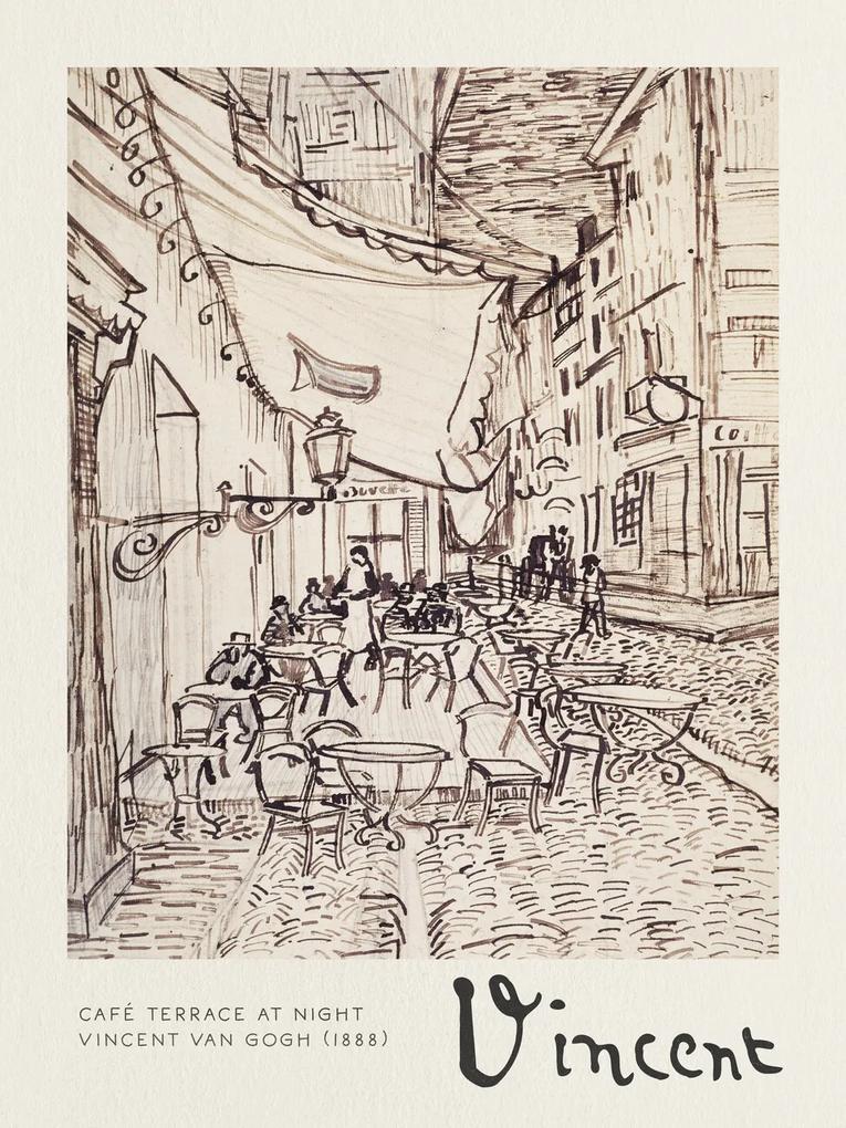 Εκτύπωση έργου τέχνης Café Terrace at Night Sketch - Vincent van Gogh, (30 x 40 cm)