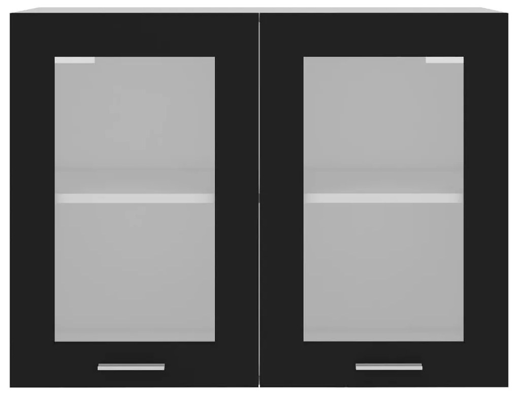 vidaXL Κρεμαστό Γυάλινο Ντουλάπι "Lyon" Μαύρο 80x31x60 εκ. από Τεχνητό Ξύλο