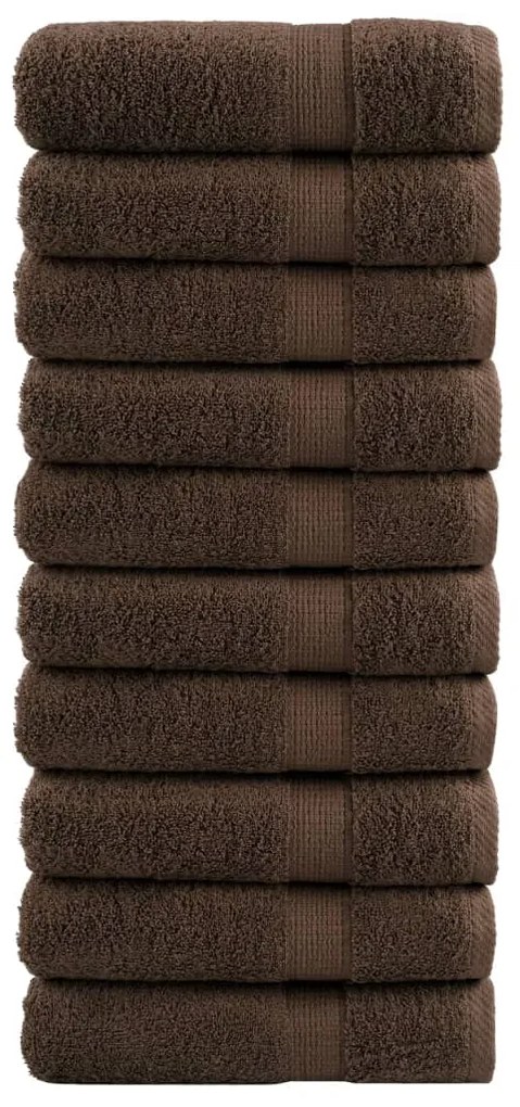 vidaXL Χειροπετσέτες Premium SOLUND 10 τεμ. Καφέ 50x100 εκ. 600 γρ./μ²