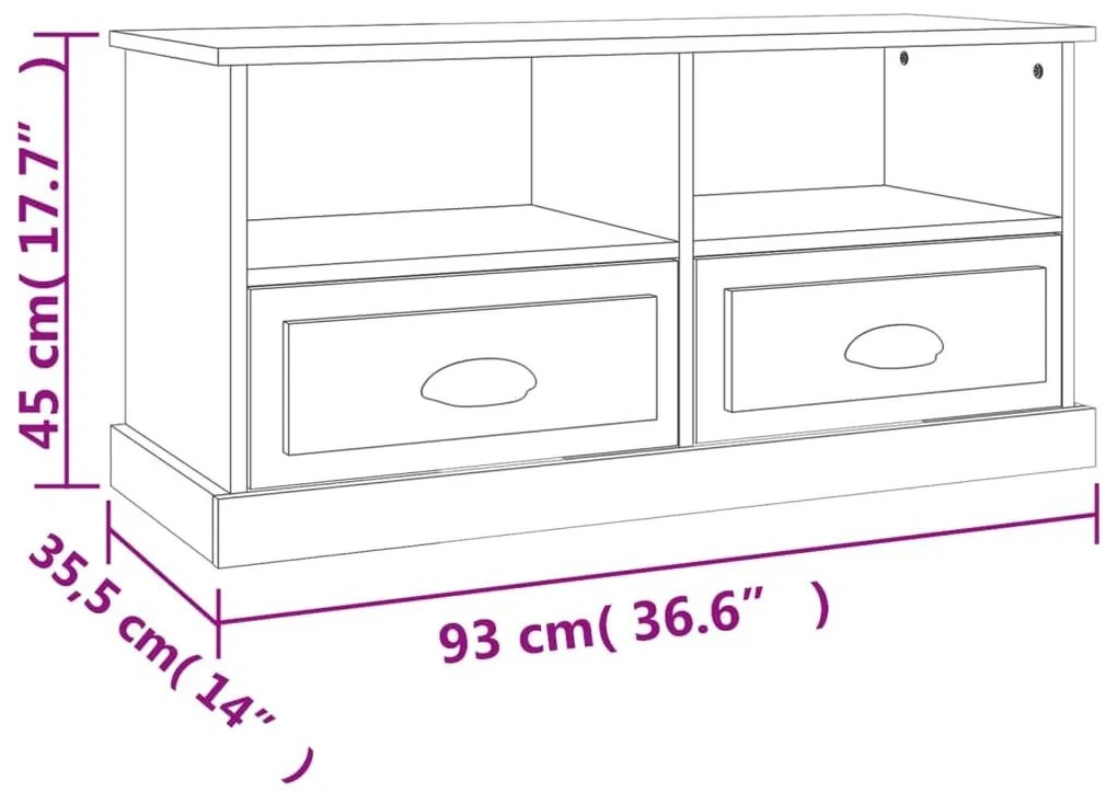 Έπιπλο Τηλεόρασης Καπνιστή Δρυς 93 x 35,5 x 45 εκ. Επεξ. Ξύλο - Καφέ