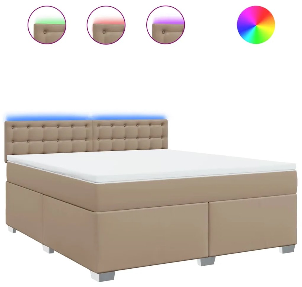 vidaXL Κρεβάτι Boxspring με Στρώμα Καπουτσίνο 180x200 εκ. Συνθ. Δέρμα