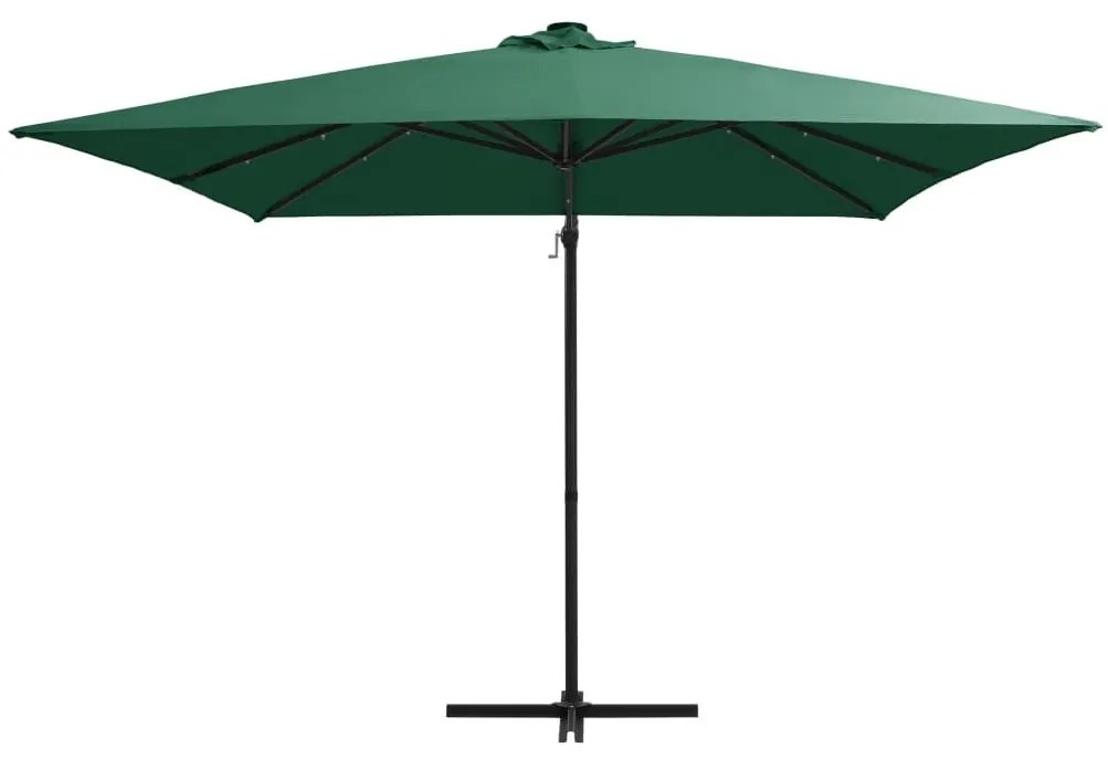 Ομπρέλα Κρεμαστή Πράσινη 250x250 εκ. με Ατσάλινο Ιστό &amp; LED - Πράσινο