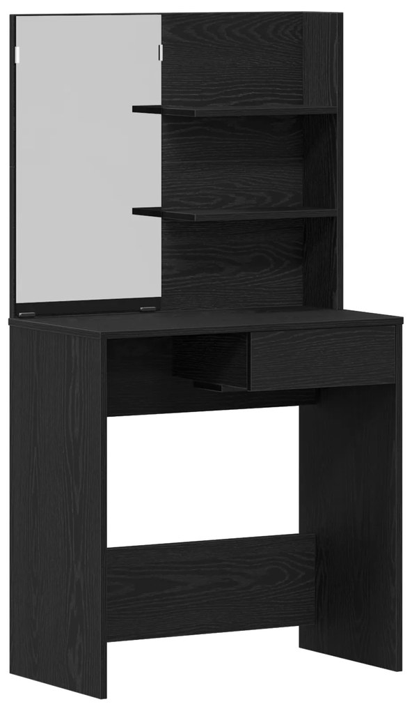 vidaXL Μαύρο Τραπέζι Μακιγιάζ με Καθρέπτη - 74.5 x 40 x 141 εκ