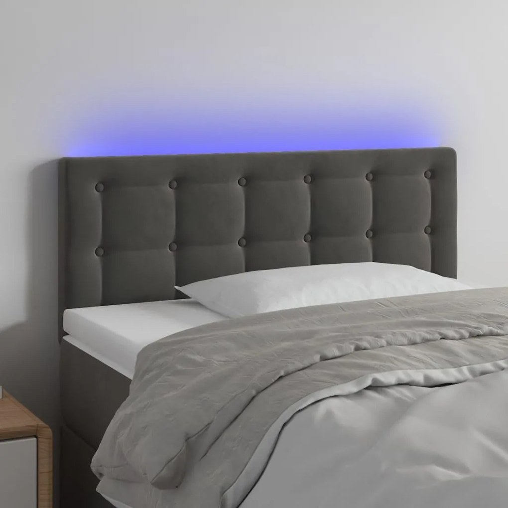 Κεφαλάρι Κρεβατιού LED Σκούρο Γκρι 100x5x78/88 εκ. Βελούδινο 3122089