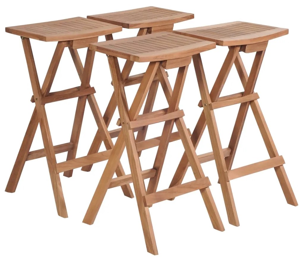 Σκαμπό Μπαρ Πτυσσόμενα 4 τεμ. από Μασίφ Ξύλο Teak