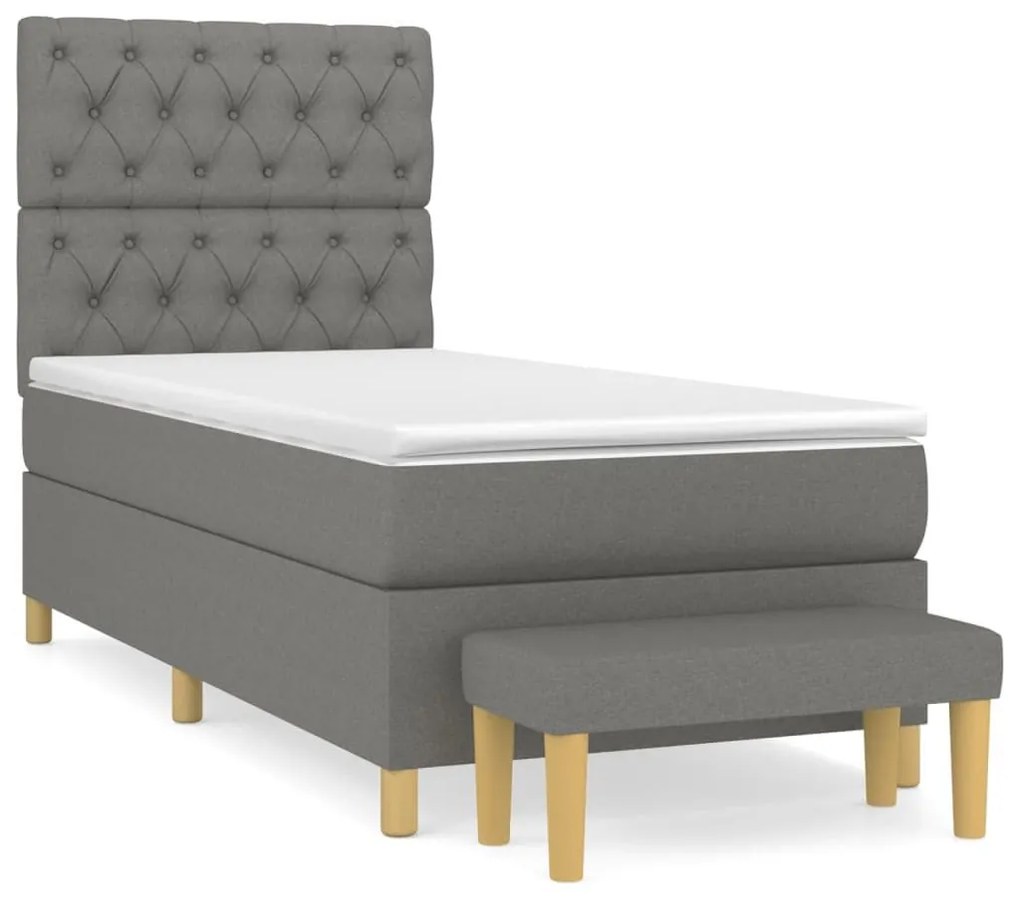 Κρεβάτι Boxspring με Στρώμα Σκούρο Γκρι 80x200 εκ. Υφασμάτινο - Γκρι