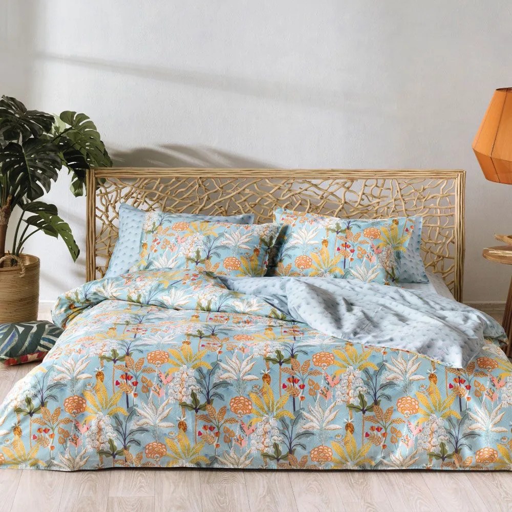 Κουβερλί Zuba 19 Ciel-Orange Kentia Queen Size 230x250cm 100% Βαμβακοσατέν