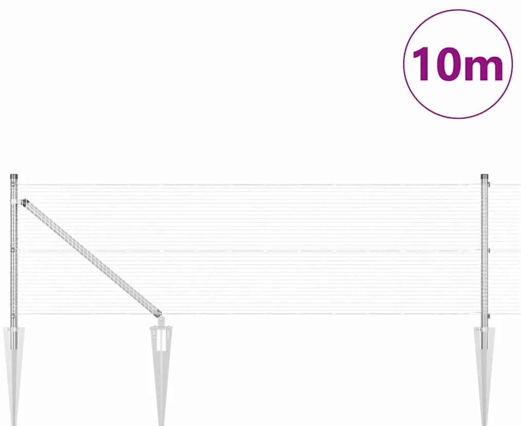 vidaXL Φράχτης με Στήλες. Ασημί 0.4 x 10 μ Ατσάλι